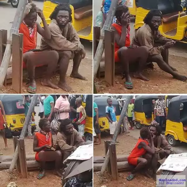 Drunk in love mentally unstable couple causes a stir in Umuahia (Photos)